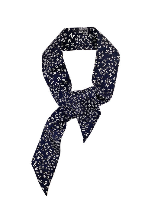 Hermes Blue & White Silk Twilly w Box