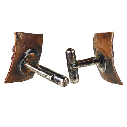 Copper Modernist Stripe Cufflinks and Enamel Inlay