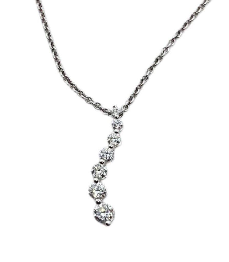 Movado 18K White Gold Necklas with 7 Cascading Diamonds