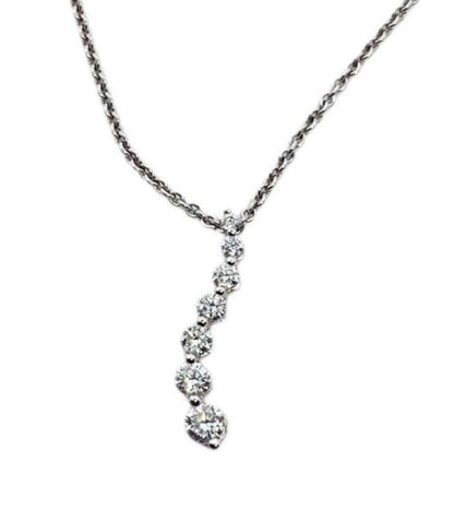 Movado 18K White Gold Necklas with 7 Cascading Diamonds