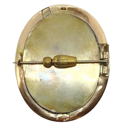 Oval Gold and Pearl Enamel Pin