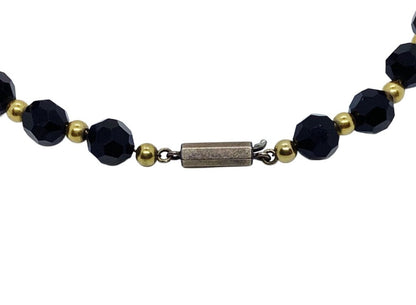 Black Onyx and 14K Gold Bead Necklace