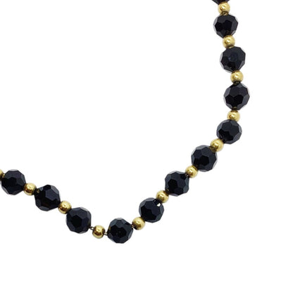 Black Onyx and 14K Gold Bead Necklace