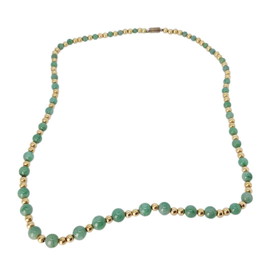 Jade and 14K Gold Bead Necklace