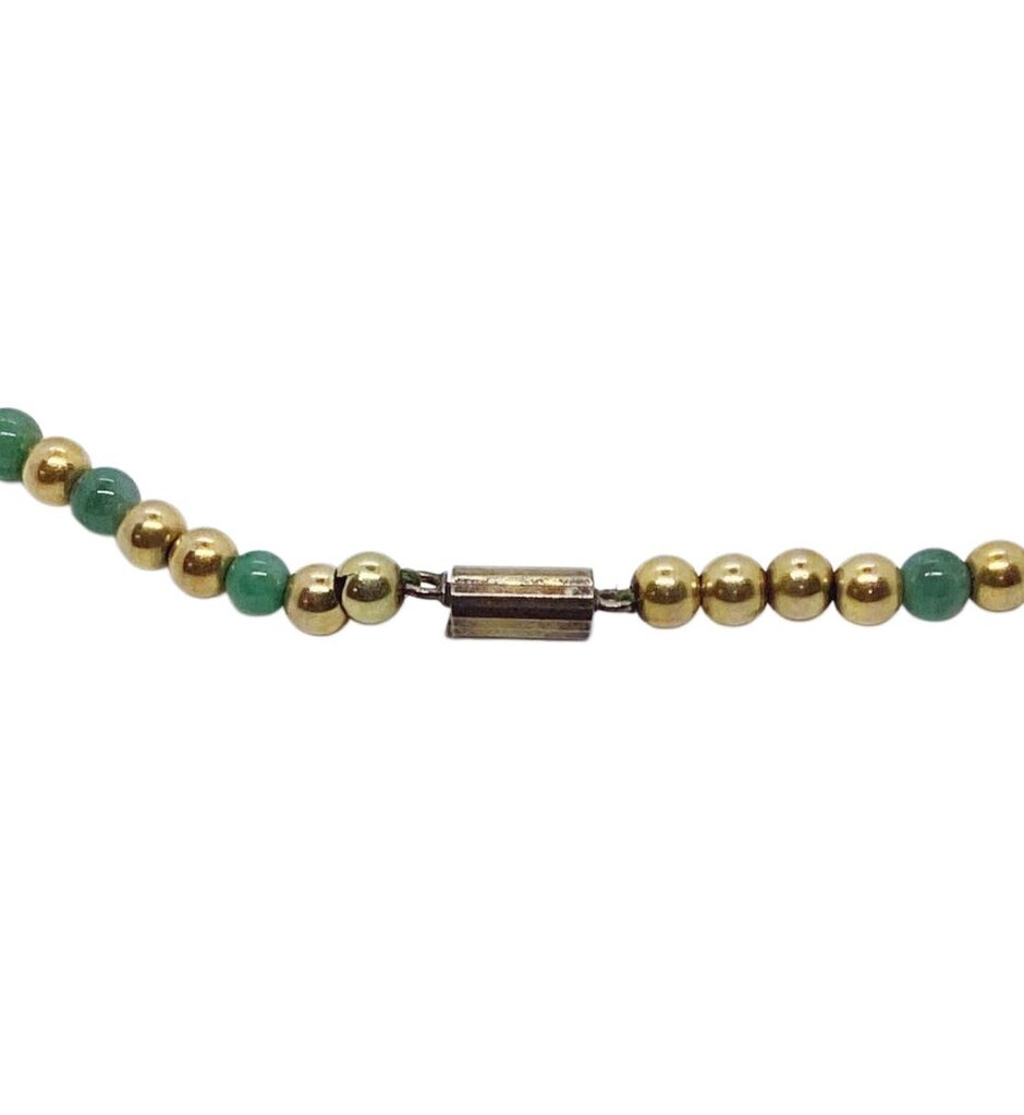 Jade and 14K Gold Bead Necklace