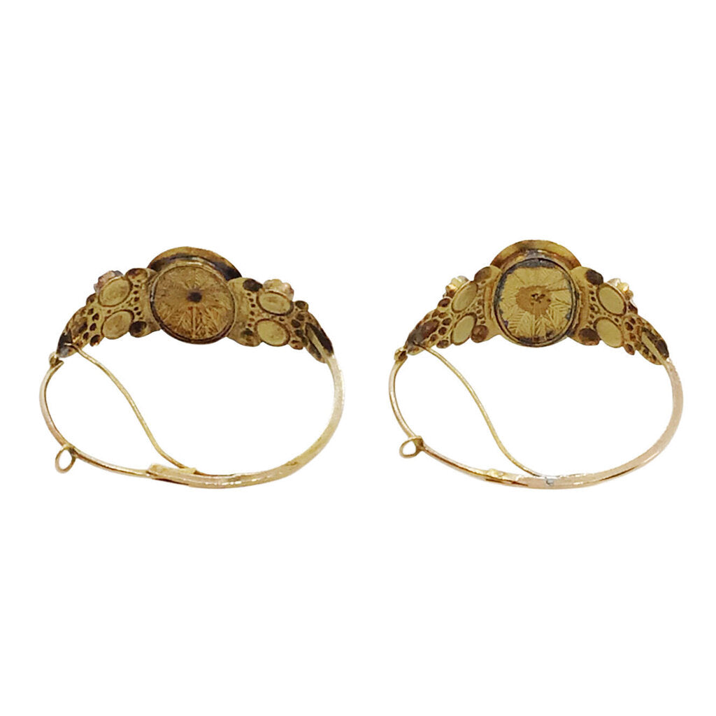 Victorian Enamel and Gold Hoop Earrings