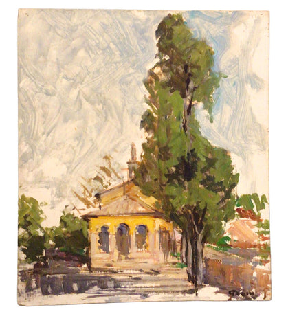 Paul Garin. French Church Scene. Oil On Panel.