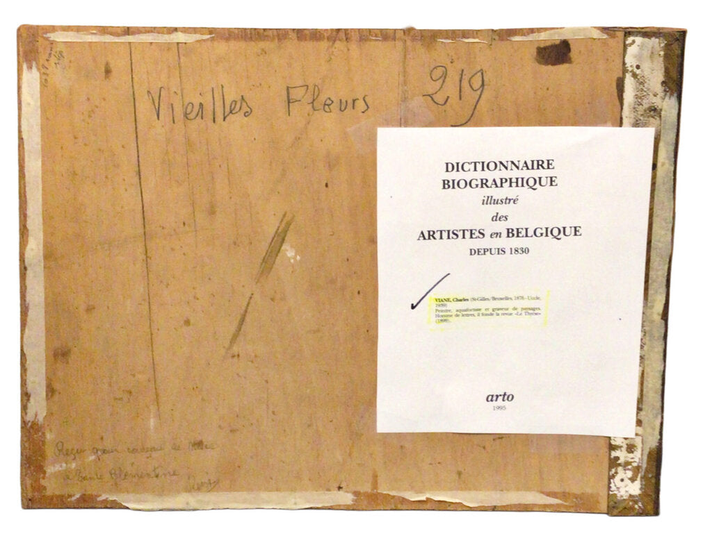 Charles Viane. "Vielles Fleurs". Oil on Board.