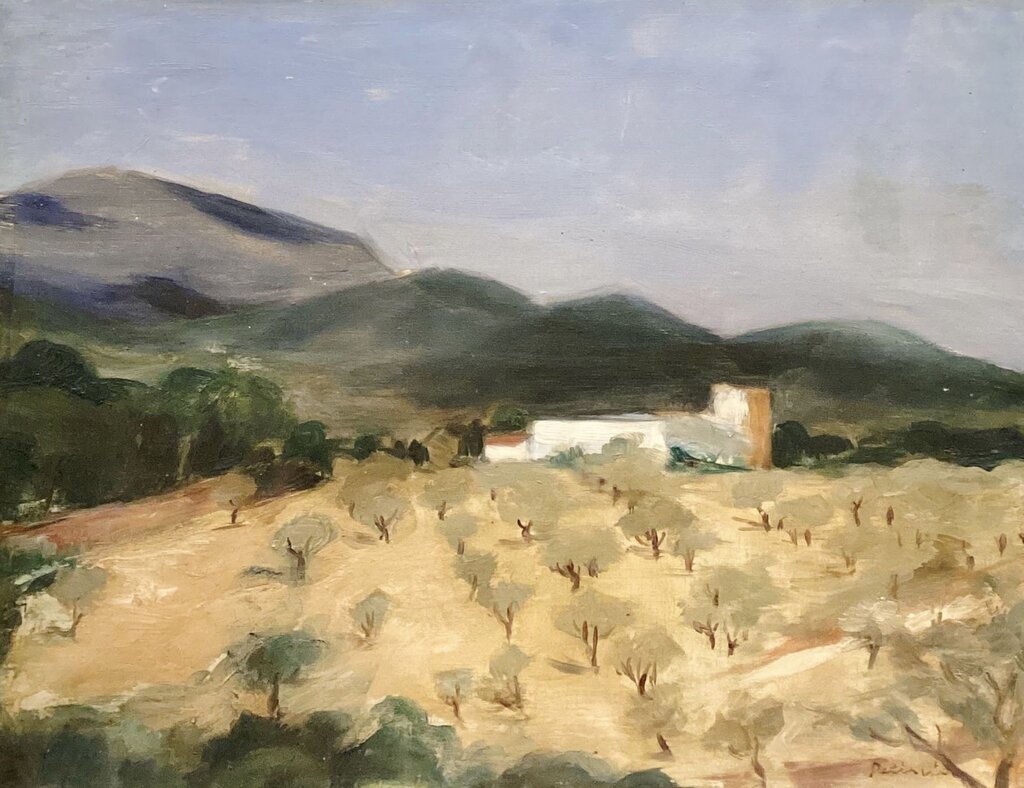 Artist Unknown, Continental School. Spanish Olive Grove. Oil on Canvas
