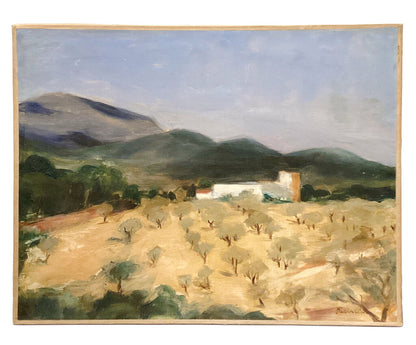 Artist Unknown, Continental School. Spanish Olive Grove. Oil on Canvas