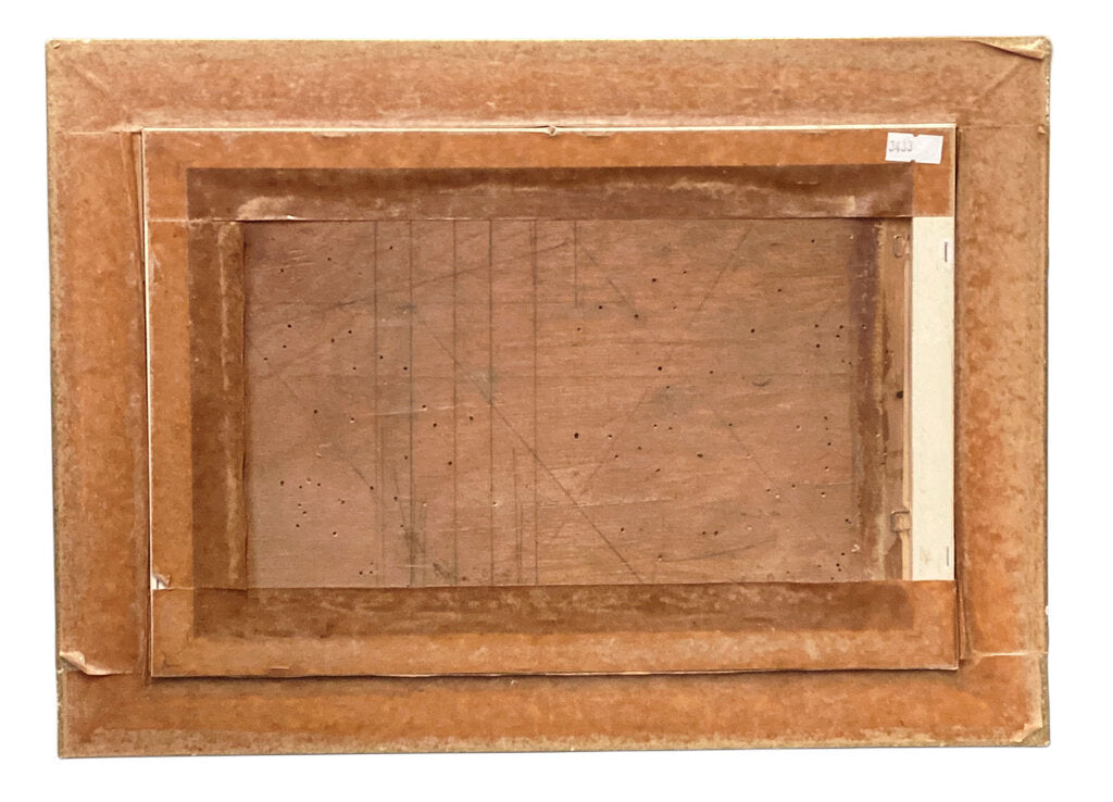 L. Musson. French Barns with Thatched Roofs. Oil on Panel.