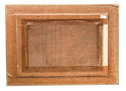 L. Musson. French Barns with Thatched Roofs. Oil on Panel.