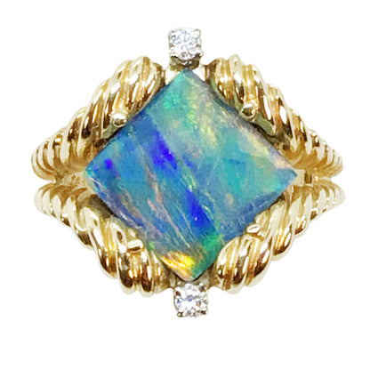 Gold (14K) Exceptional Opal & Diamond Ring