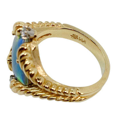 Gold (14K) Exceptional Opal & Diamond Ring