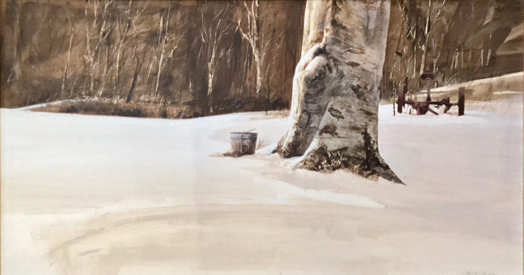 Tree in a Snowy Field, after Andrew Wyeth. Ted Nichols. Mixed Media. American 20th Century. - Opportunity Shop DC