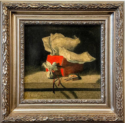 Michael Douglas Jones. Present in a Red Box. Oil Glazes on Board. - Opportunity Shop DC