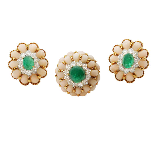 Vintage Emerald, Coral & Diamond Suite