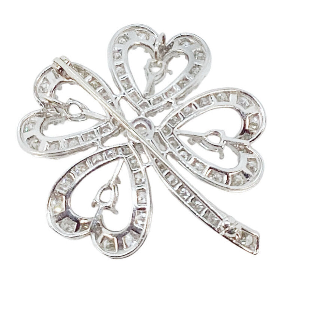 Platinum & Diamond Four-Leaf Clover Brooch