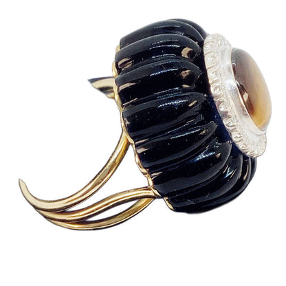 Tiger's Eye & Diamond Cocktail Ring