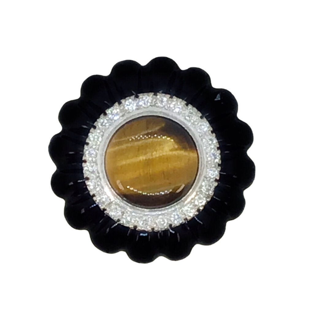 Tiger's Eye & Diamond Cocktail Ring