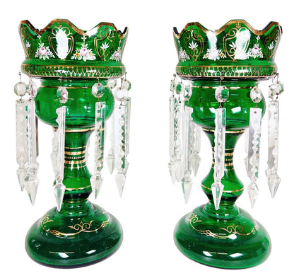 Antique Bohemian Glass Mantle Lustres - Opportunity Shop DC