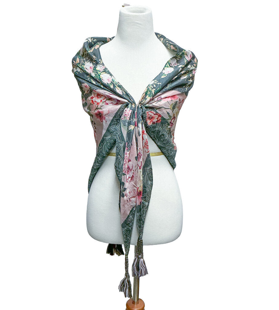 Johnny Was Floral Scarf (Pink & Blue) - Opportunity Shop DC
