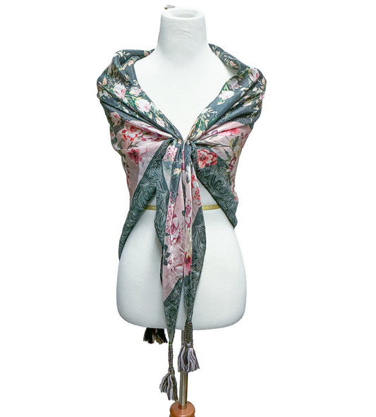 Johnny Was Floral Scarf (Pink & Blue) - Opportunity Shop DC