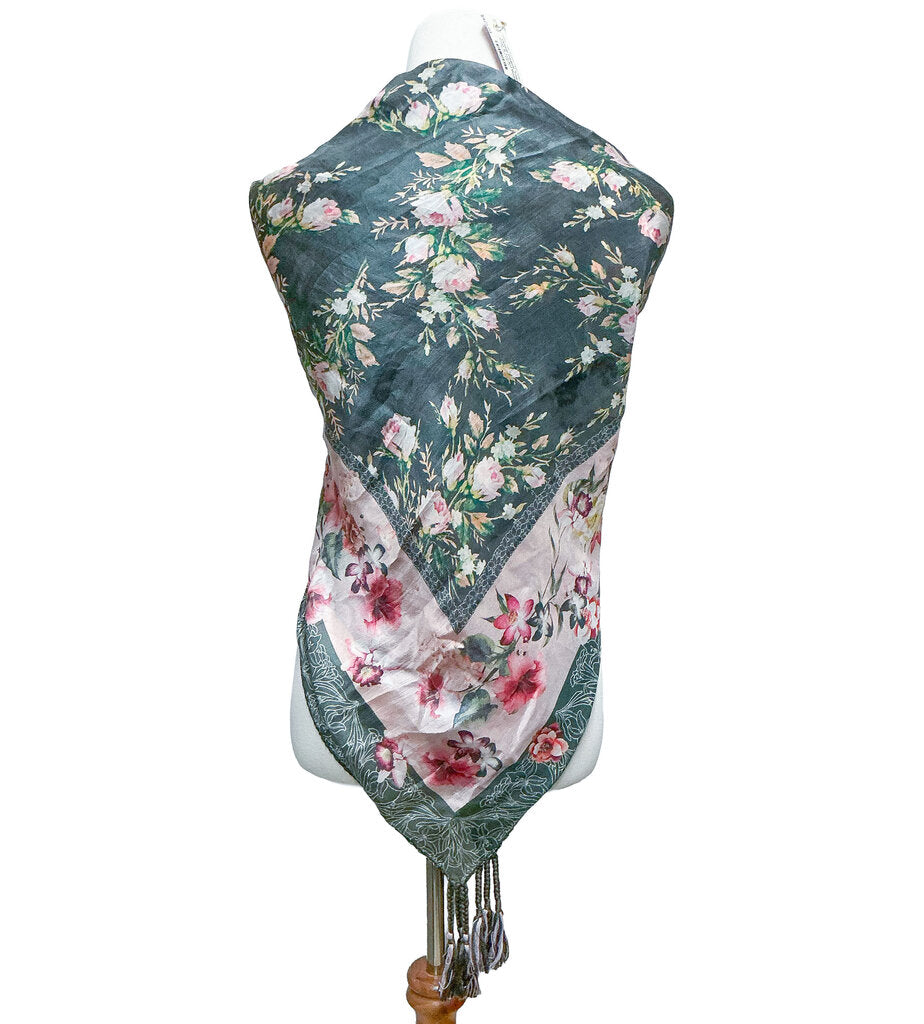 Johnny Was Floral Scarf (Pink & Blue) - Opportunity Shop DC