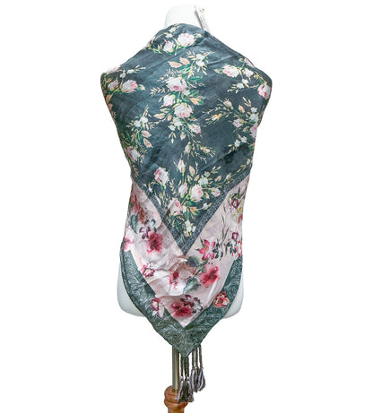 Johnny Was Floral Scarf (Pink & Blue) - Opportunity Shop DC