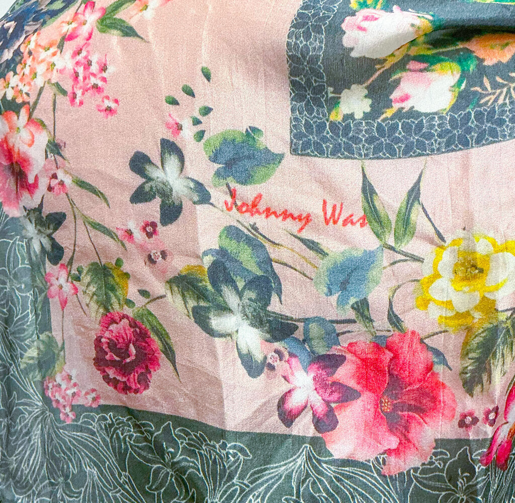 Johnny Was Floral Scarf (Pink & Blue) - Opportunity Shop DC