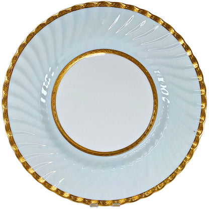 Minton Tiffany Gold Light Blue Swirl Embassy Dinner Plates (S/6) - Opportunity Shop DC