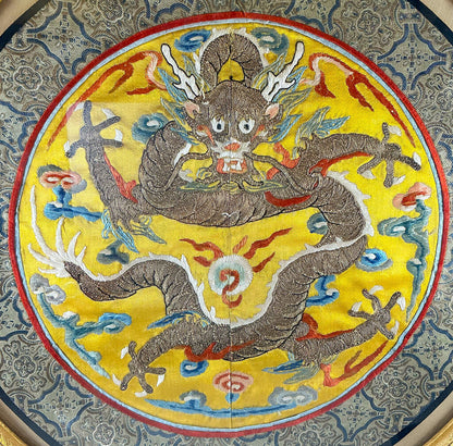 Antique Imperial Embroidered Robe Badge. Chinese. - Opportunity Shop DC