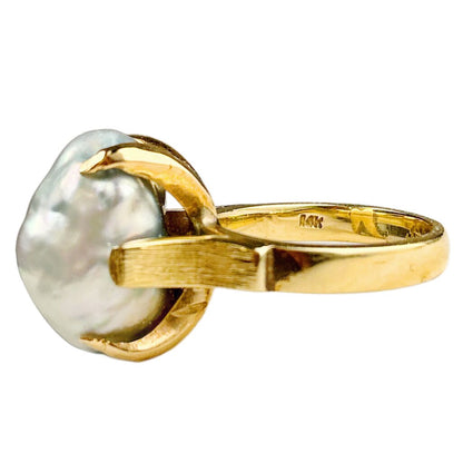 14 Kt Gold Ring w Baroque Pearl - Opportunity Shop DC