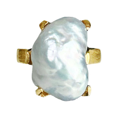 14 Kt Gold Ring w Baroque Pearl - Opportunity Shop DC