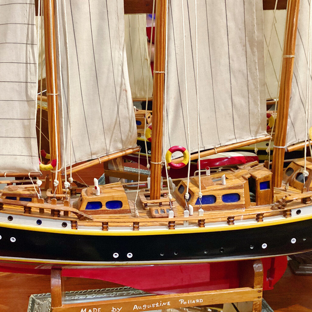 Augustine Pollard. Three Masted Schooner. Made in Port Elizabeth, Bequia. - Opportunity Shop DC