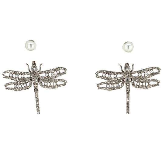 Dior Crystal & Pearl Tribales Dragonfly Earrings - Opportunity Shop DC