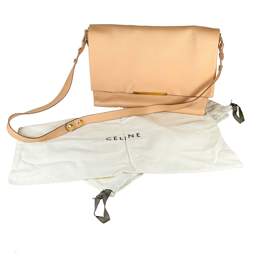 Celine Beige Calfskin Blade Flap Bag - Opportunity Shop DC