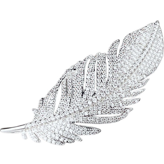 14K White Gold Diamond Feather Brooch - Opportunity Shop DC