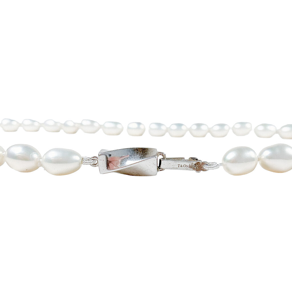 Tiffany & Co Freshwater Pearl Necklace w Sterling Twist Clasp - Opportunity Shop DC