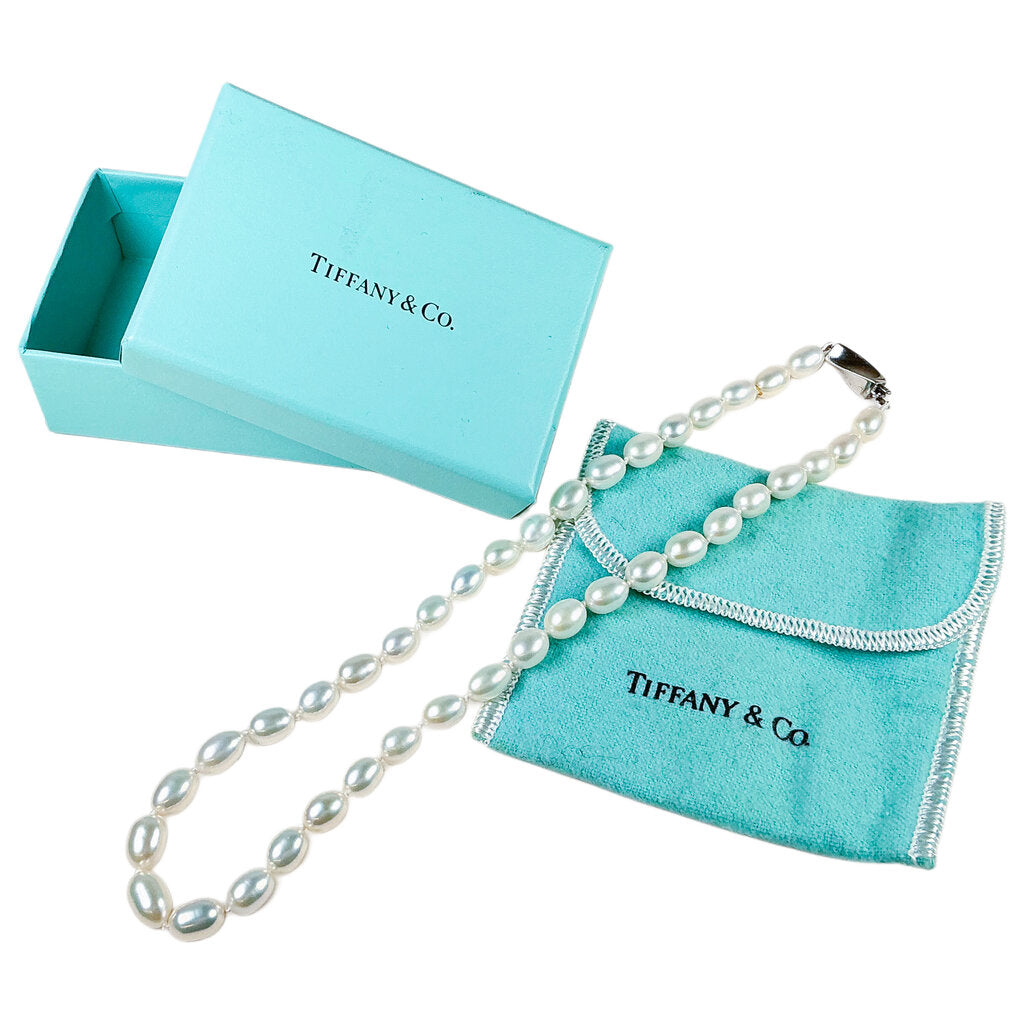 Tiffany & Co Freshwater Pearl Necklace w Sterling Twist Clasp - Opportunity Shop DC
