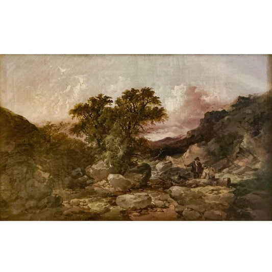 Joseph Horlor. Fishing in a Stoney Brook. Oil on Canvas. 1859