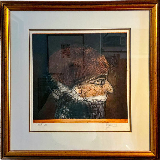 "The Poet" Mauricio Lasansky 1962, Colored Etching - Opportunity Shop DC