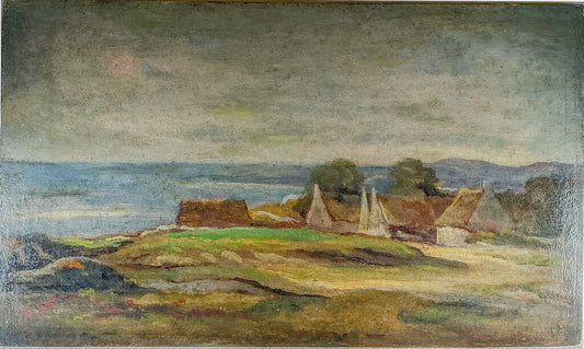 "Looking Out To Sea", French Late 19th Century, Oil on Board - Opportunity Shop DC