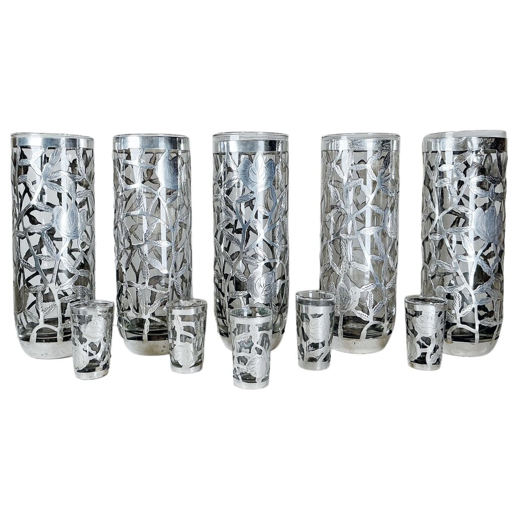 Sterling Silver Overlay Bar Set, Mexico