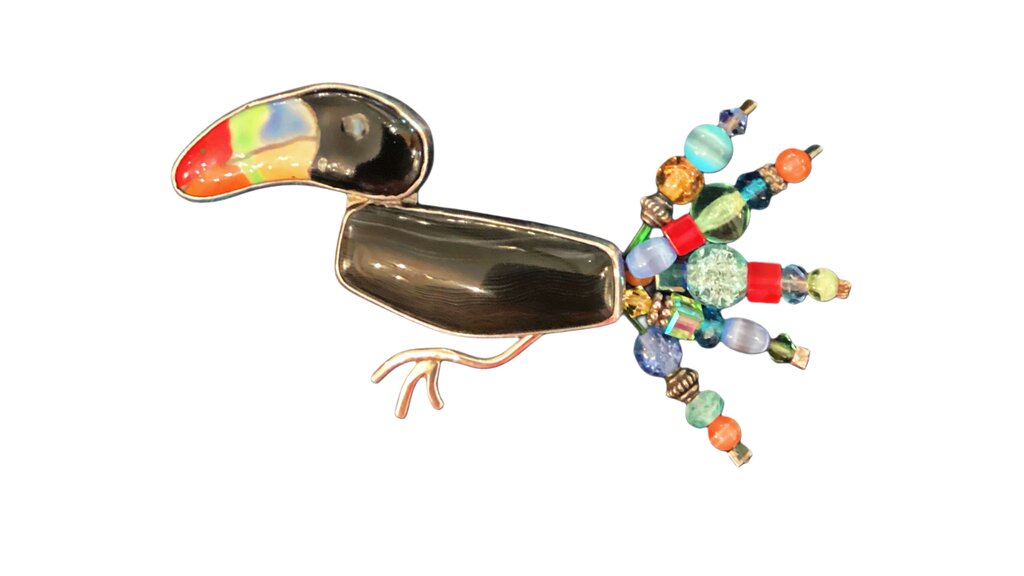 Signed Laura Stamper Sterling Toucan Pin - Opportunity Shop DC