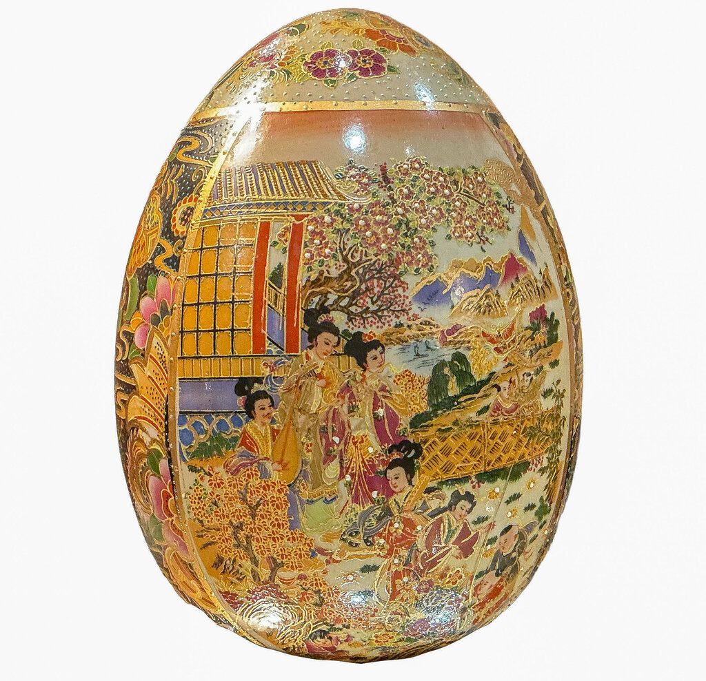 Vintage Japanese Satsuma Style Egg on Stand