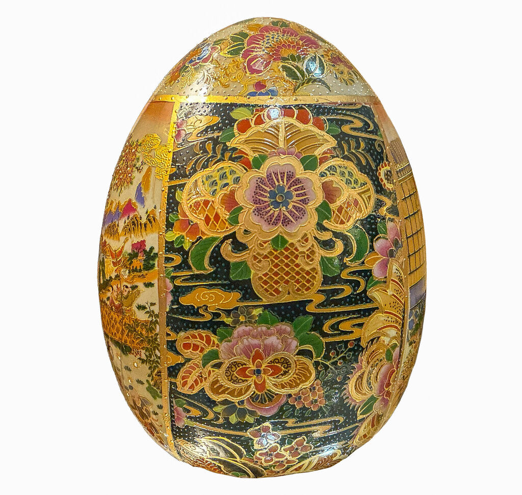 Vintage Japanese Satsuma Style Egg on Stand
