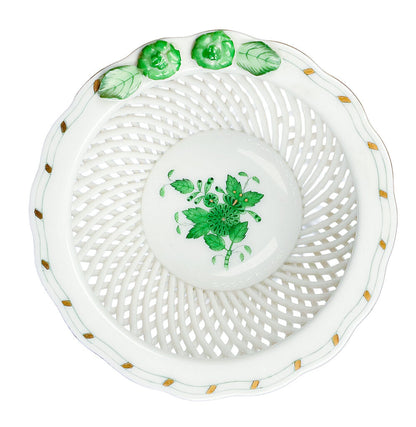 Green Herend Basket & Trinket Dish
