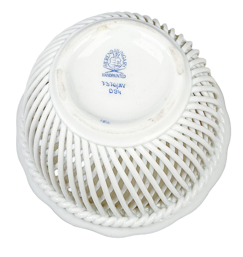 Green Herend Basket & Trinket Dish