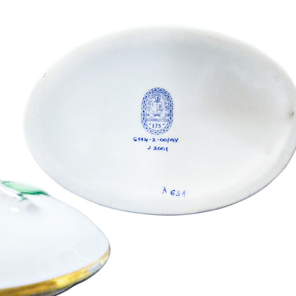 Green Herend Basket & Trinket Dish